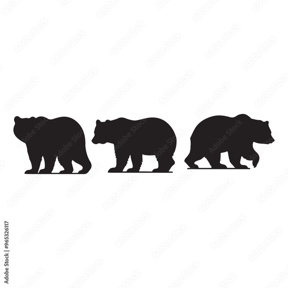 Fototapeta premium bear silhouette collection , Silhouette of Black Bear, isolated on white background (Vector)