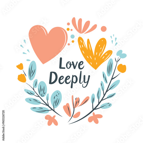 Heart Love Deeply in Romantic Flower Floral Decoration