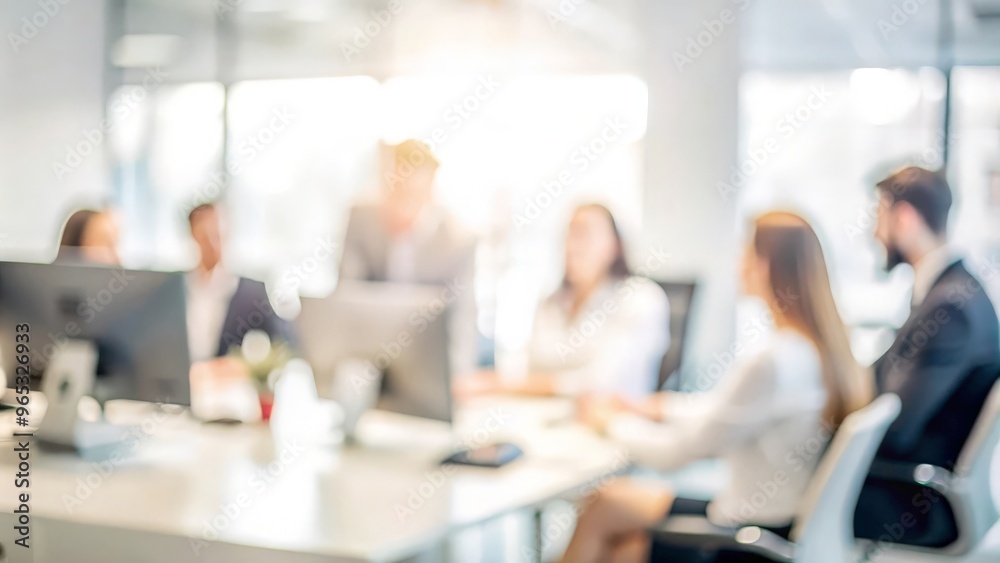 Office Team Interaction Blur - Blurred office background showing team interaction.
Office Team Interaction Blur - Blurred office background showing team interaction.