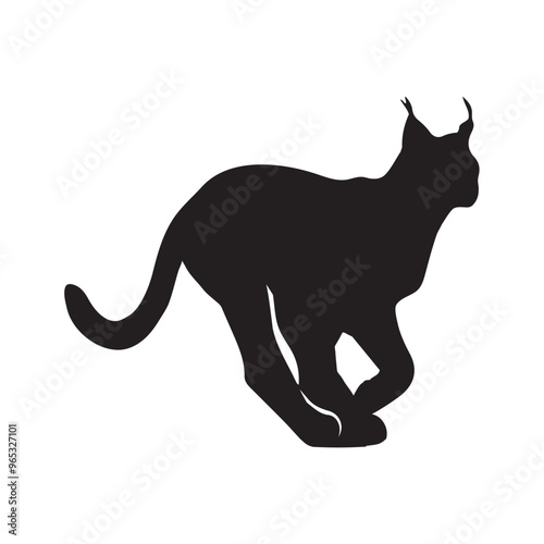 Lynx silhouette collection , Silhouette of Black Lynx, isolated on white background (Vector)