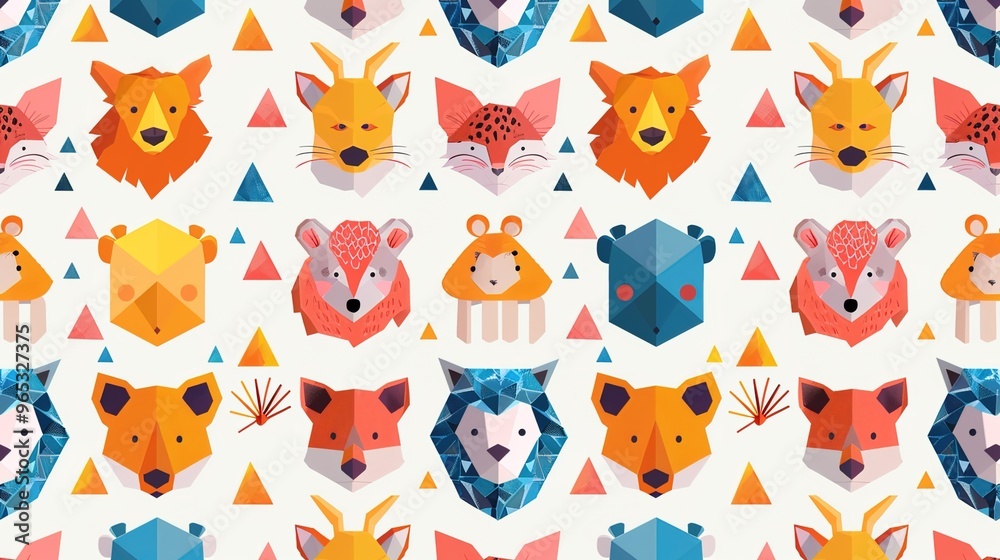 Geometric animal pattern wallpaper