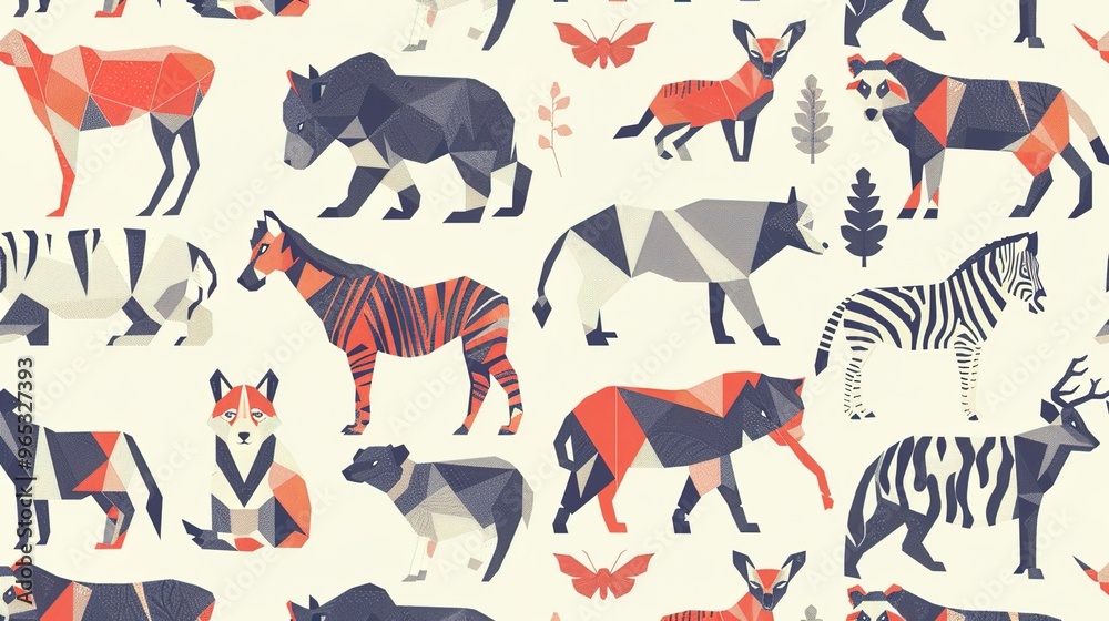 Fototapeta premium Geometric animal pattern wallpaper