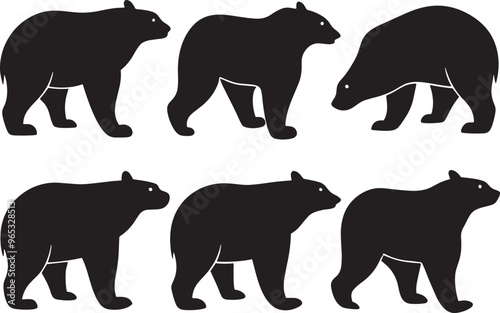 Polar Bear Elegant Silhouette Vector Illustrations