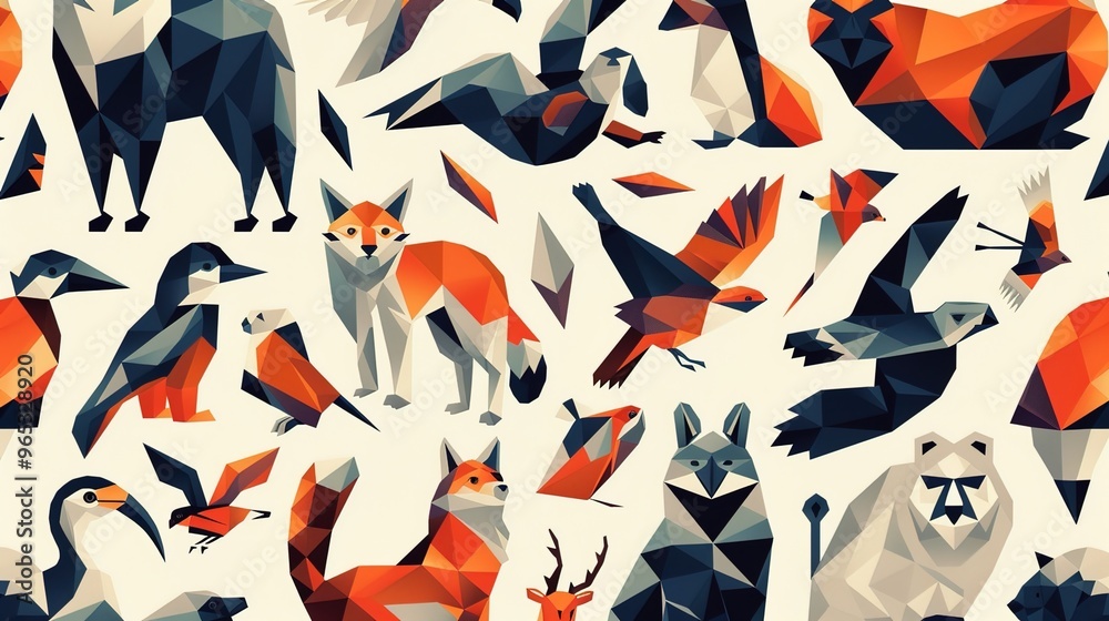 Obraz premium Geometric animal pattern wallpaper