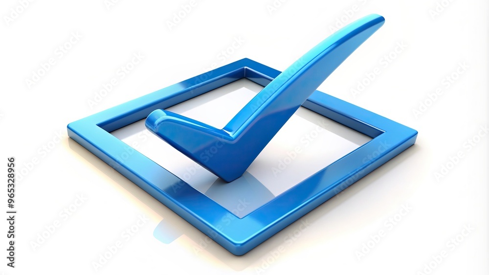 isolated, sign,checkbox, vector, white, clipart, concept, tick, check, symbol, mark, illustration, design element, graphic, blue, Checkbox with blue checkmark isolated on white asymmetrical