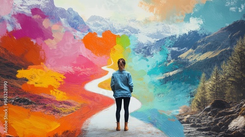 A collage showing a person painting their own road with a brush, representing creating their own destiny
