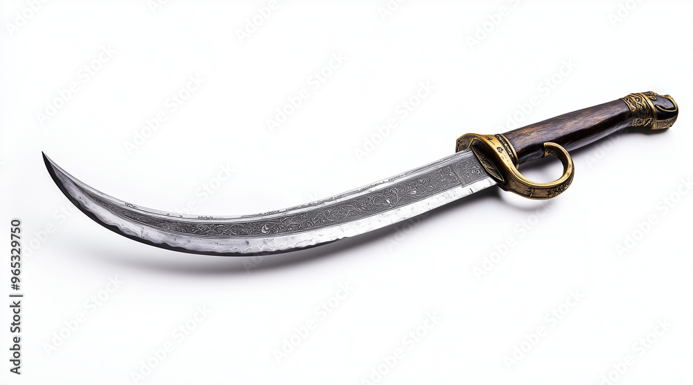 High quality photo of a pirates curved cutlass sword on a white background. Historical events isolated on white. Photo realistic photo.
High quality photo of a pirates curved cutlass sword on a white background. Historical events isolated on white. Photo realistic photo.