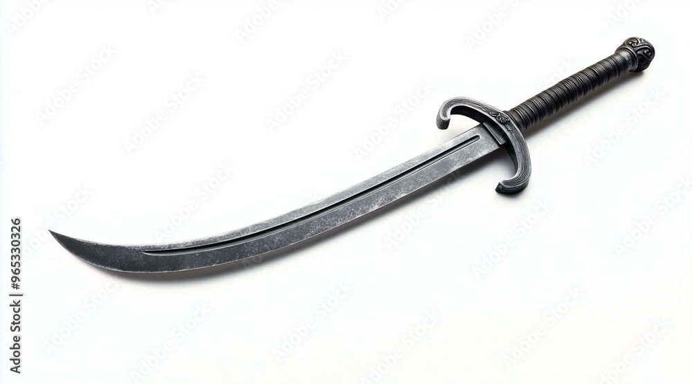 High quality photo of a pirates curved cutlass sword on a white background. Historical events isolated on white. Photo realistic photo.
High quality photo of a pirates curved cutlass sword on a white background. Historical events isolated on white. Photo realistic photo.