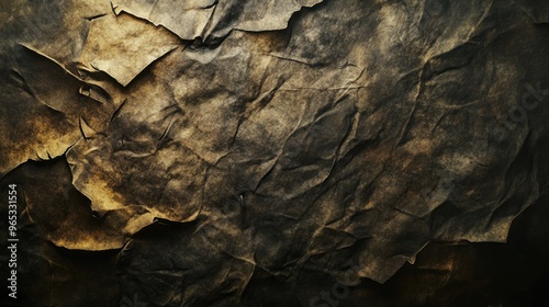 Dark and Crinkled Texture with a Golden Glow - Abstract Background for Design