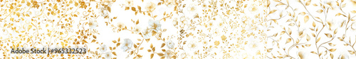 white and gold floral pattern isolated on white background. Generative AI. photo