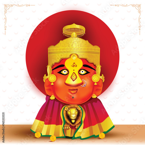 A beautiful illustration of goddess renuka mata in happy navtatri background