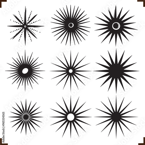 Starbust Dark Silhouette Shapes Vector Set