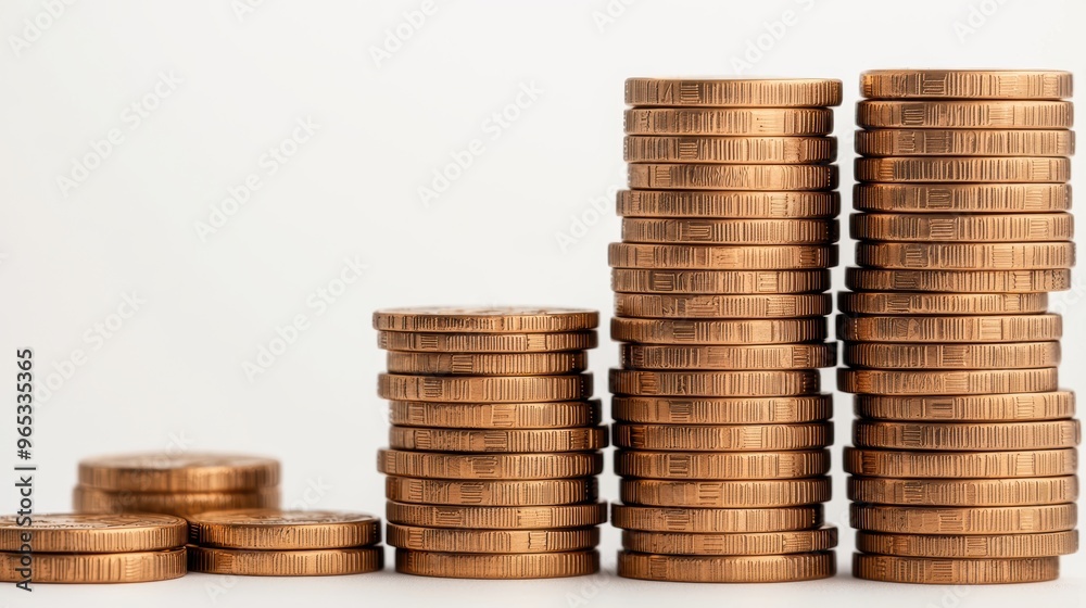Wealth Accumulation Concept with Investment Growth Graph Stacks of Gold Coins in - Copy Space Available