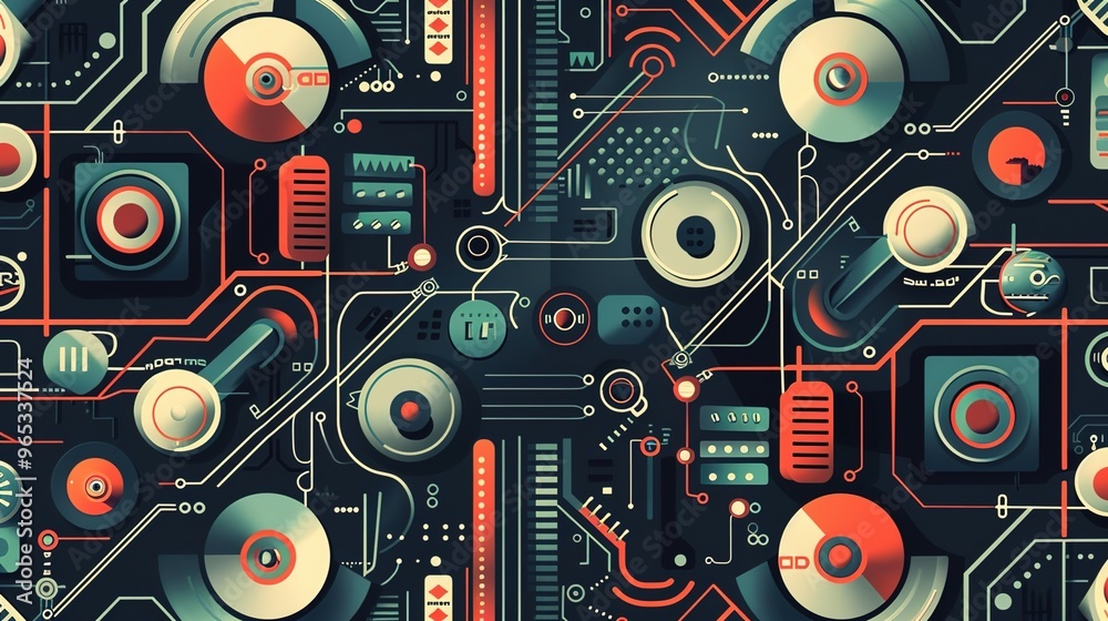 Obraz premium Retro techonlogy pattern wallpaper