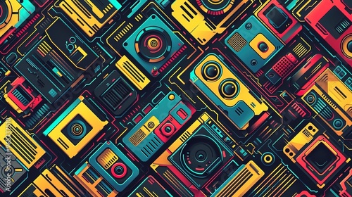 Retro techonlogy pattern wallpaper photo