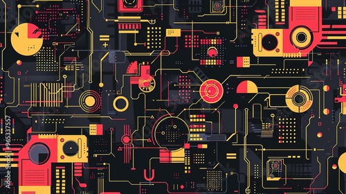 Retro techonlogy pattern wallpaper photo