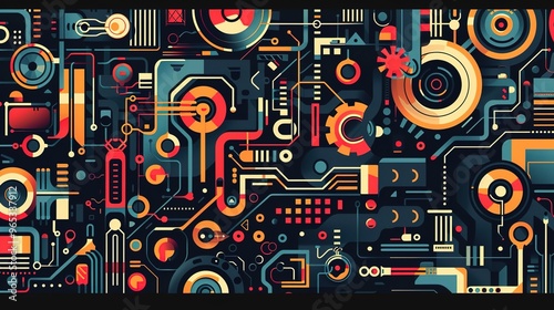 Retro techonlogy pattern wallpaper