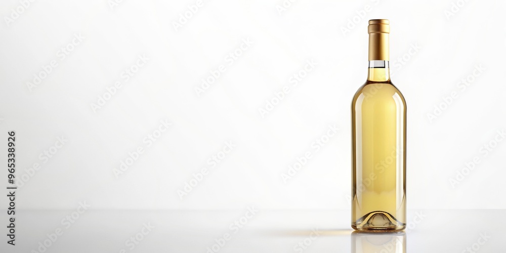 bottle, isolated, beverage, glass, winery, bottle neck, elegant, grape, white wine, reflection, transparent, clear, vintage, cork, bottle of white wine isolated on white background