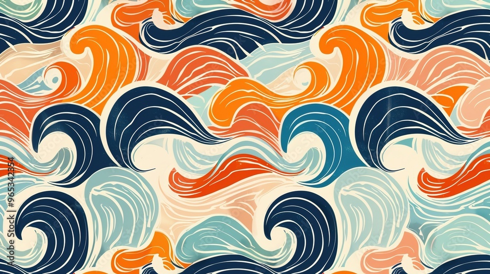 Fototapeta premium Retro wave pattern wallpaper