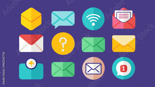 Mail Notification Icon Set, Message and Inbox Icons