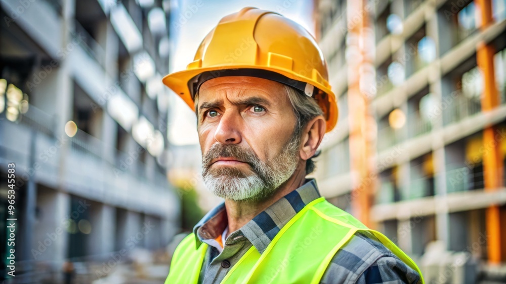 The construction foreman stood rigid, his hard hat and safety vest a stark reminder of his unwavering dedication to safety on the job site. The construction foreman stood rigid, his hard hat and safety vest a stark reminder of his unwavering dedication to safety on the job site.