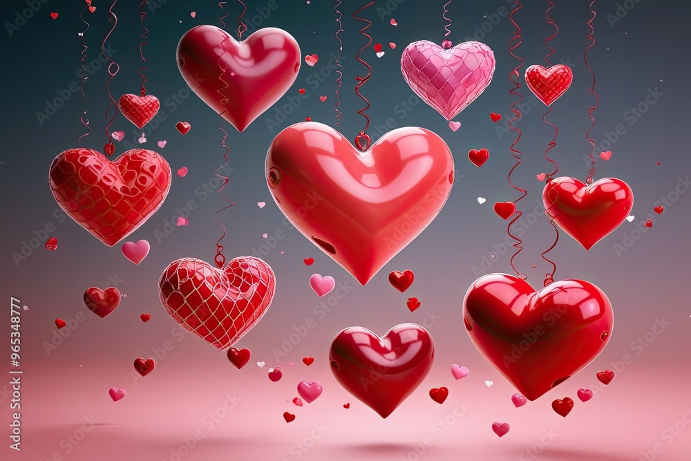 3D Whimsical Valentine's Heart Designs Floating in Love and Romance 3D Whimsical Valentine's Heart Designs Floating in Love and Romance