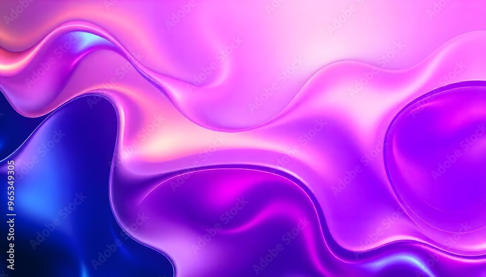 Obraz premium Swirling, iridescent liquid with hues of purple and blue, Holo gradient. reminiscent of a cosmic nebula