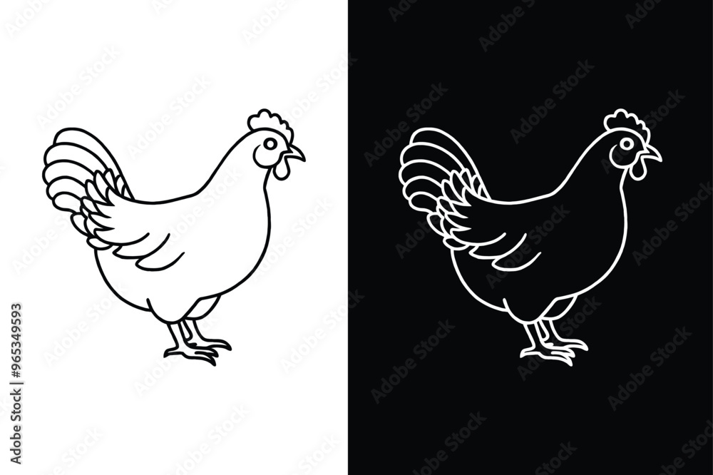 Fototapeta premium Chicken Line Art Icon. Modern Flat Design for Hen Graphics
