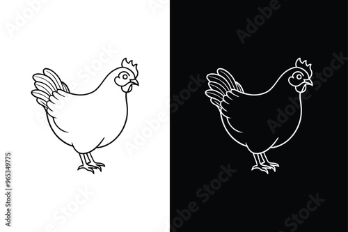 Chicken Line Icon. Flat Graphic Design for Hen Illustration