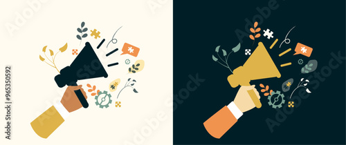 Set of cards for Freedom of Speech theme. Modern design.