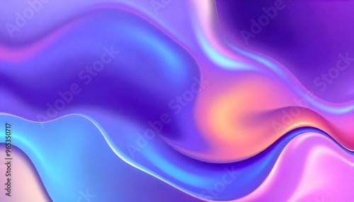 Swirling, iridescent liquid with hues of purple and blue, Holo gradient. reminiscent of a cosmic nebula