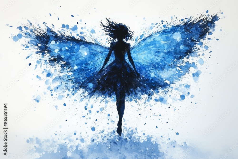 Fototapeta premium Whimsical Blue Splash Fairy in Augmented Reality Generative AI