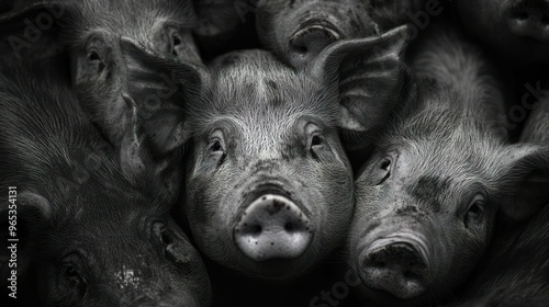 Wallpaper Mural Close-up of a Black Pig's Snout and Eyes Torontodigital.ca
