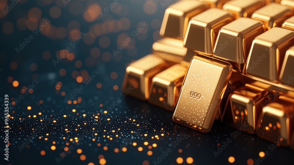 Digital Wealth Discovery: Virtual Gold Rush Holograms Unveiling Glowing Treasure - with Copy Space Digital Wealth Discovery: Virtual Gold Rush Holograms Unveiling Glowing Treasure - with Copy Space