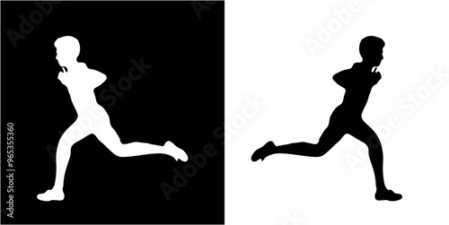 silhouette of a person in action running