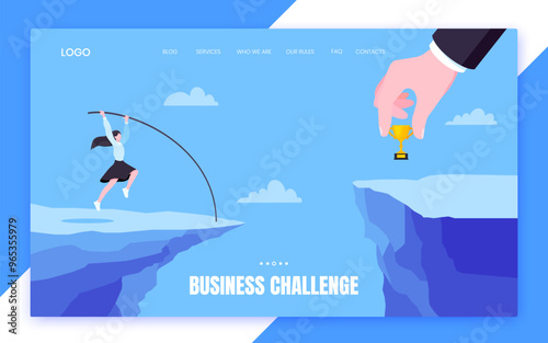 Businesswoman jumps pole vault over graph bars flat style design vector illustration business concept. Business growth and goal achievement concept.