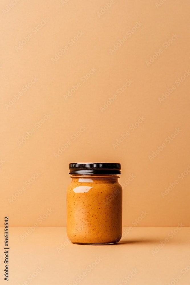 peanut butter jar on a pastel background peanut butter jar on a pastel background
