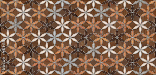 wood seamless Wall and Floor with a modern abstract mosaic geometric pattern.