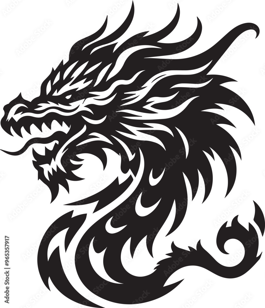 Obraz premium black dragon head