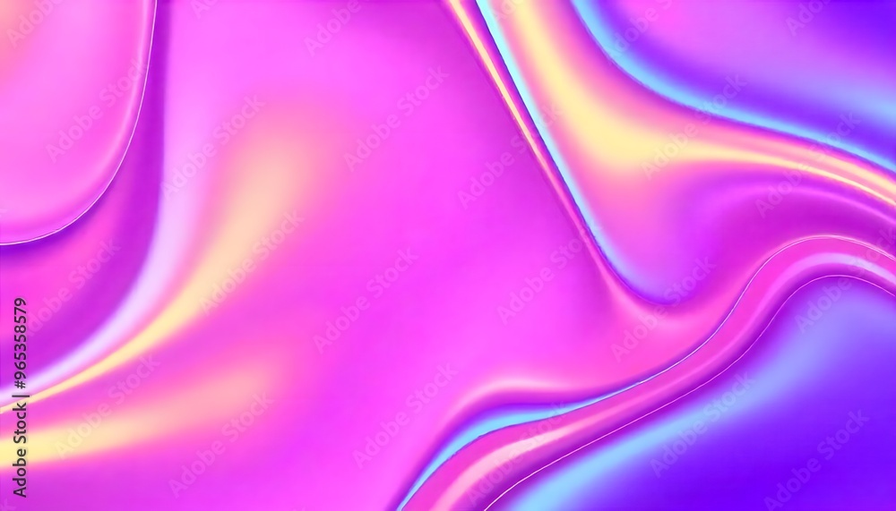 Obraz premium Abstract Holo gradient Render 3D object with a reflective surface and iridescent colors.