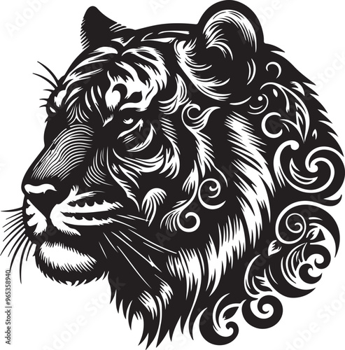 Tiger head silhouette vector art illustration