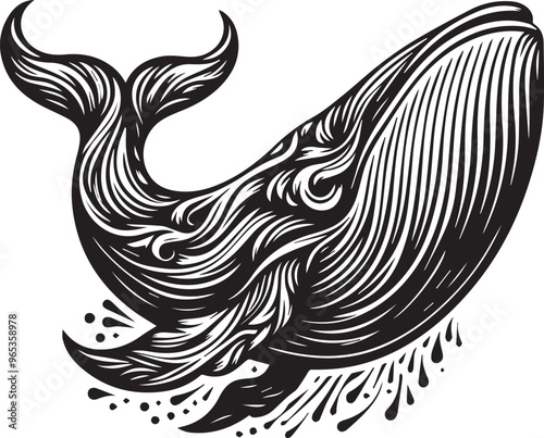 Whale head silhouette vector art illustration