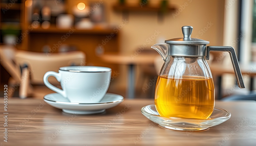 Soft focus blur Hot coffee cup of black,coffee and tea on wooden table in the morning. Soft focus blur Hot coffee cup of black,coffee and tea on wooden table in the morning.
