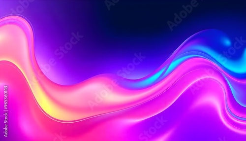 Abstract Holo gradient Render 3D object with a reflective surface and iridescent colors.