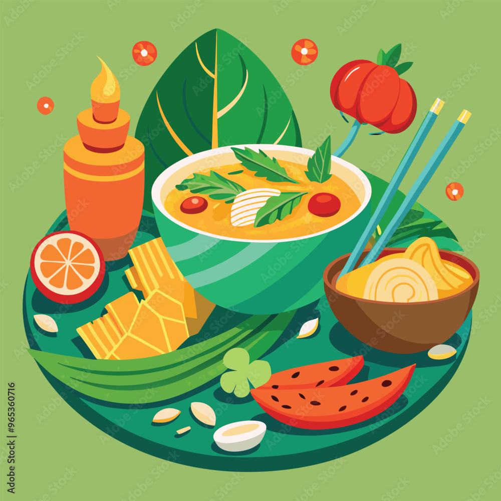 Thai foods vector art, Foods Vector Illustration Thai foods vector art, Foods Vector Illustration
