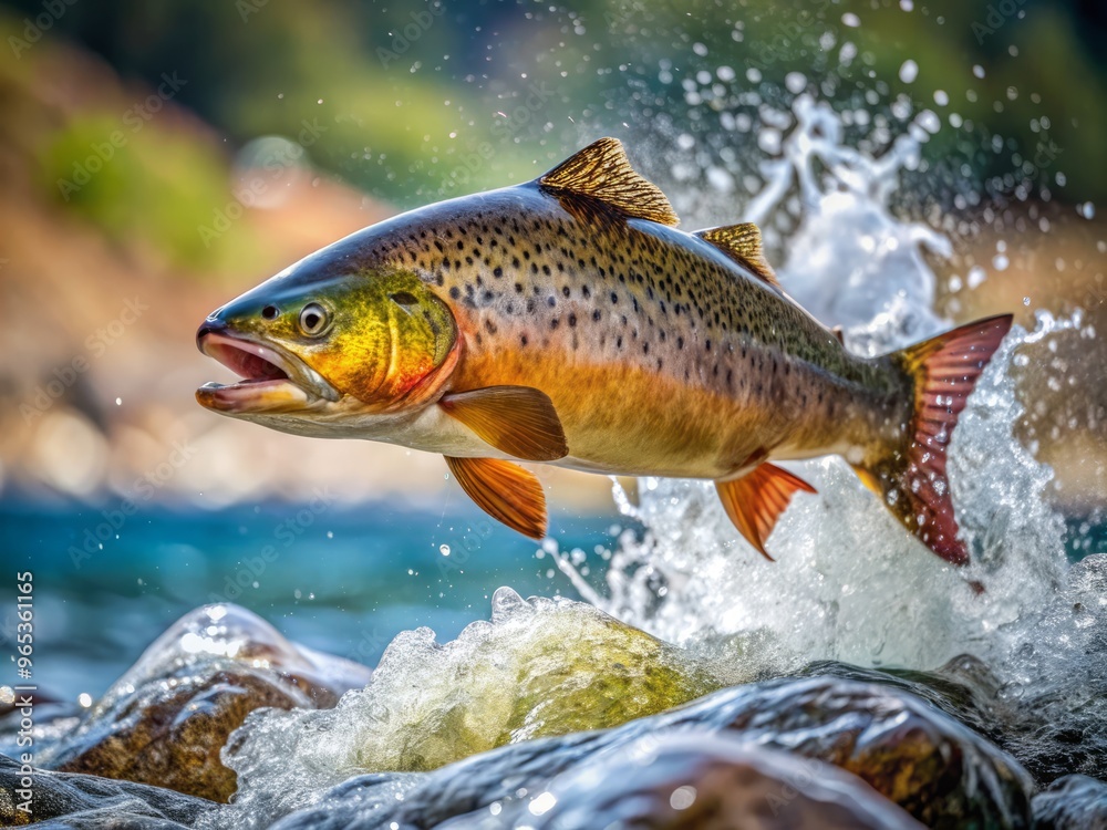 As the Bullhead trout cleared the water's surface, a misty veil erupted, sending tiny droplets flying in a shimmering arc across the lake's calm face. As the Bullhead trout cleared the water's surface, a misty veil erupted, sending tiny droplets flying in a shimmering arc across the lake's calm face.