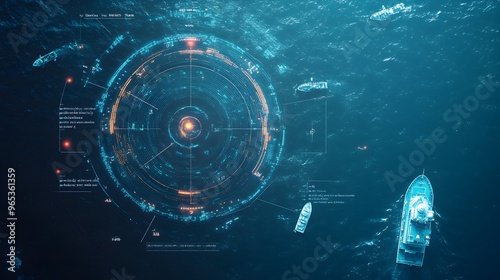 Coastal Radar Station Tracking Vessels in Real Time with Coordinates Display