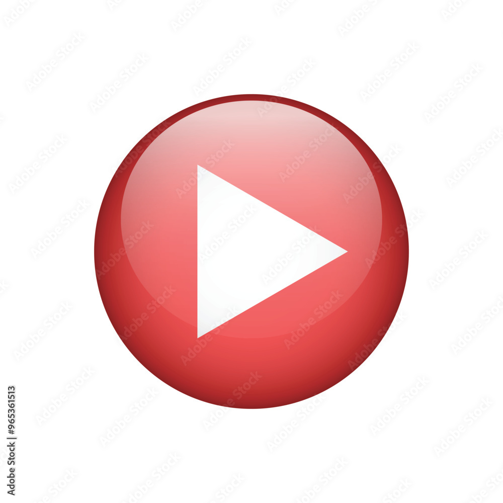 Realistic play video red button icon, sign vector isolated on white background. Realistic play video red button icon, sign vector isolated on white background.