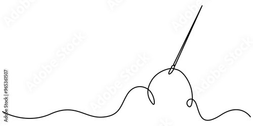 Continuous Line Drawing of Sewing Icon. Hand Drawn Symbol Vector Illustration, Sewing Single Line Icon, Continuous drawing of a single editable line of spool of thread. Simplified spool icon