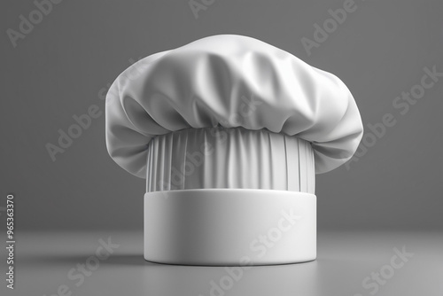 Blank white chefs hat for mockup on grey background, AI Generated